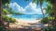Tranquil scenery, relaxing beach, tropical landscape design. Summer vacation travel holiday design
