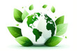 © Nadia - World Environment Day Green planet earth with leaves on a white background Generative AI.environment and plants concept