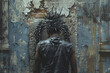 Amidst the ruins of conformity, the punk lord emerges, a symbol of rebellion crowned with spikes and chains