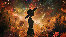 Capture The Essence Of A Fantastic Dreamer, Silhouetted Against A Cosmos Of Dreams And Wonders