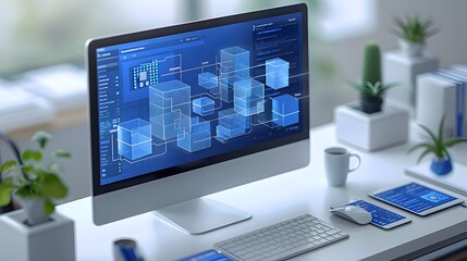 Abstract Blue Style Software Development with Computer Graphics