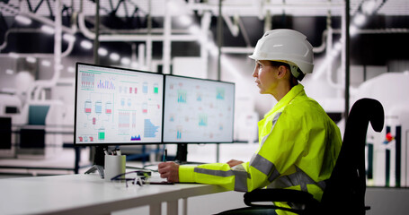 Fototapete - Engineer Operator Using SCADA System