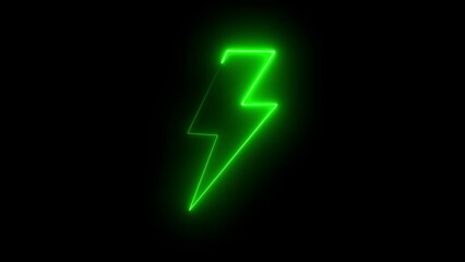 Neon lightning bolt. Computer generated 3d render