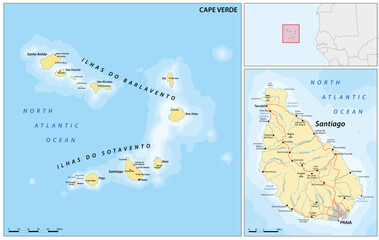 Poster - Detailed vector map of Cape Verde Islands