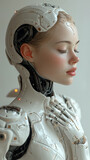 Fototapeta Big Ben - Humanoid robot with DNA modification, future cosmonaut, space discoverer. AI Generative