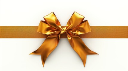 Gold ribbon with bow isolated on white