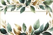 gold and green leafy border with a white background