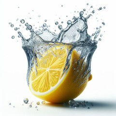 Lemon in Water Splash