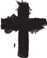 Poster - Textured Religion Cross . Christian cross . Vector