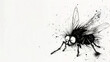 Frazzled Fly: Whimsical Ink Cartoon. Generative AI