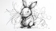Hare-raising Tension: Frazzled Ink Cartoon Rabbit. Generative AI