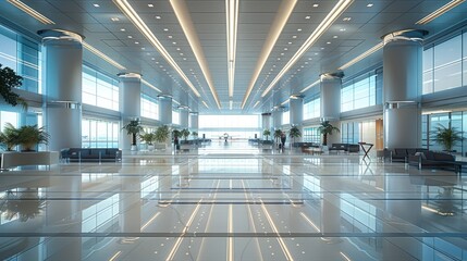 Poster - Extensive airport lobby. Generative AI.