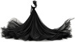 Fantasy gorgeous black dress illustration design isolated on white background. generative ai