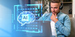 © ImageFlow - Man with laptop and AI brain interface