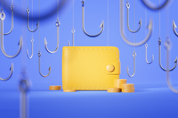 Poster - Wallet and hooks, scam concept