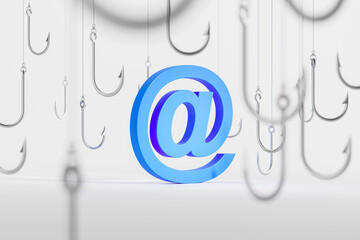 Poster - Email symbol and hooks, scam concept