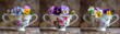 Arrange small blooms like violets or pansies in vintage teacups. A single flower or a small cluster in each cup creates an elegant