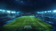 The soccer stadium in the night sky. Generative AI.