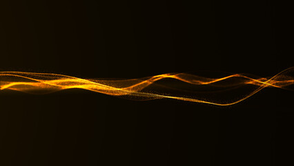 Poster - Abstract representation of blue light waves on dark background. light dynamics in a digital art form. 3D rendering.