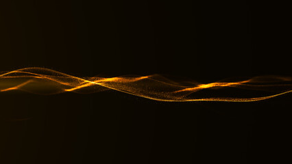 Poster - Abstract representation of blue light waves on dark background. light dynamics in a digital art form. 3D rendering.