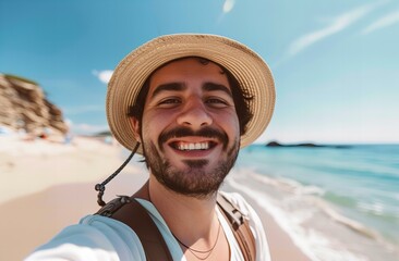 Canvas Print - portrait of a man on the beach