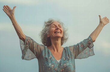 Canvas Print - woman with hands up