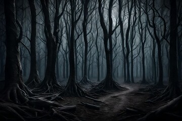 Canvas Print - dark forest in the night