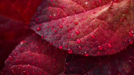 Canvas Print - A close up of a leaf with water droplets on it