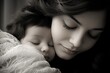 Mother embracing newborn, expressing pure love and happiness in family bonding moment