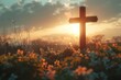 Wooden cross on a serene Good Friday background, symbolizing reflection and the solemnity of the occasion. Wooden cross on Good Friday