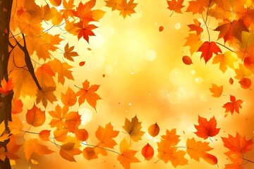 Wall Mural - autumn background with leaves