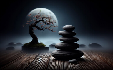 Zen stones, Japanese stones, calm and spa concept