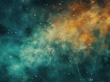 Fototapeta Kosmos - Teal nebula background with stars and sand