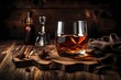 glass of cognac and cigar