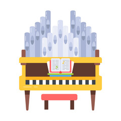 Sticker - A flat style icon of pipe organ music 