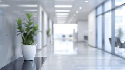 Empty blank corridor office with blurred background