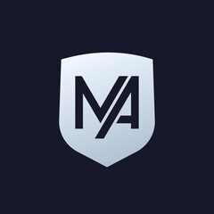 Poster - MA letters logo, vector monogram with shield