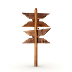 Wooden Arrow Signpost Or Road Signpost Isolated, White Background сreated with Generative Ai