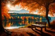 autumn landscape with a bench