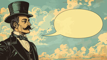 Retro Cartoon Victorian Man With Speech Bubble
