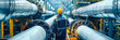 Oil and gas industry workers inspect and maintain utility networks in hazardous areas