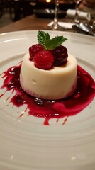 Poster - Panna cotta with berry sauce 