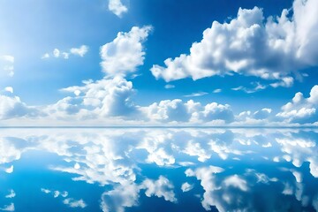 Canvas Print - Blue sky and white cloud panorama on summer. Good weather day background with copy space