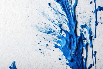 Wall Mural - blue paint texture on white canvas. Minimalistic background with copy space. Creative concept