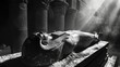 Touthankamon sarcophage in a chiaroscuro atmosphere, generated with AI