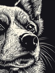 Wall Mural - A close up of corgi plain black colour background, generated with AI