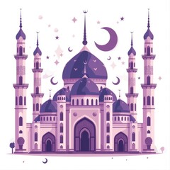 Wall Mural - islamic background with illustration of mosque in beauty morning