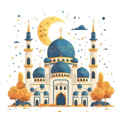 Wall Mural - mosque of ramadan , modern flat design illustration 