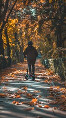 Sticker - Scooter ride in a park 