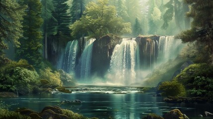 Poster - Summer day at the waterfall 